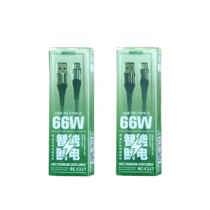 REMAX RC-C117 A-C 66W Smart Power-off Fast Charging Data Cable With Light 1.2M