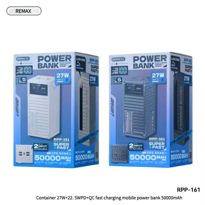 REMAX RPP-161 50000mAh Container 27W+22.5W PD+QC Fast Charging Power Bank