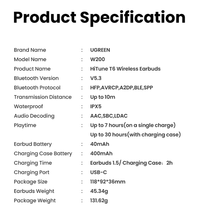 UGREEN WS200 HiTune T6 Earbud