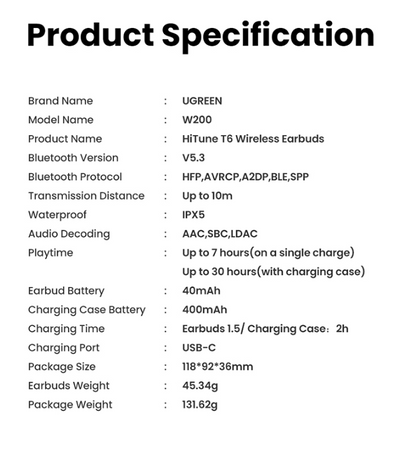 UGREEN WS200 HiTune T6 Earbud