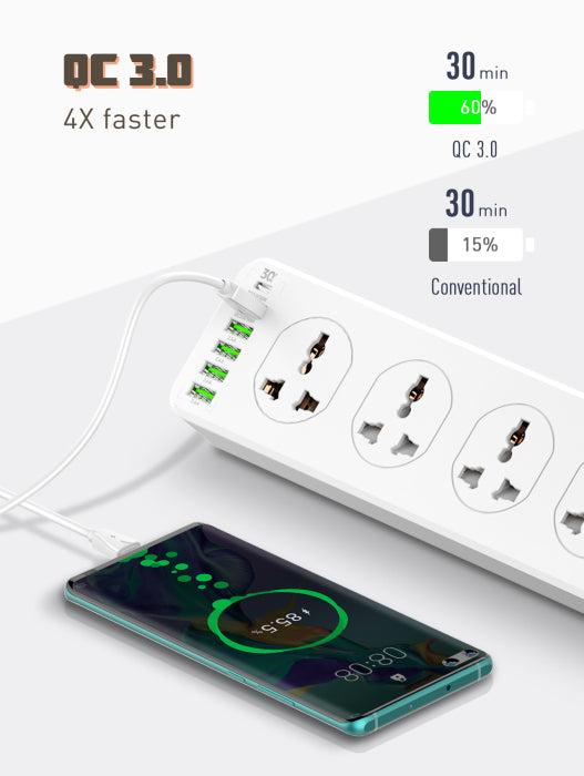LDNIO SC10610 10 Port Power Socket + 6USB 30W Universal Power Socket