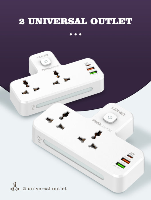 LDNIO SC2311 2 Power Socket + 3USB 20W Universal Power Socket