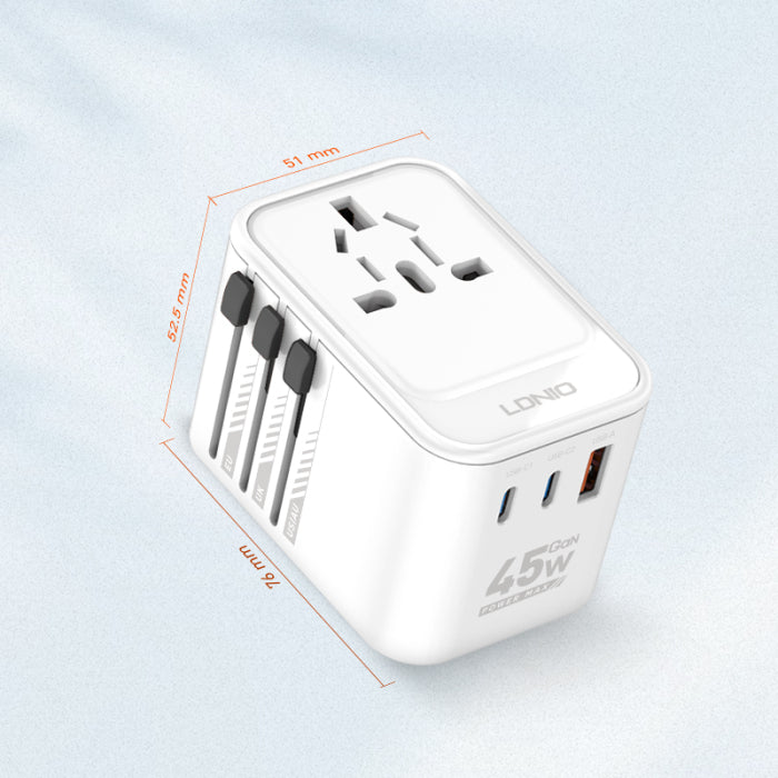 LDNIO Z8 3 USB Ports 45W GaN Travel Adapter