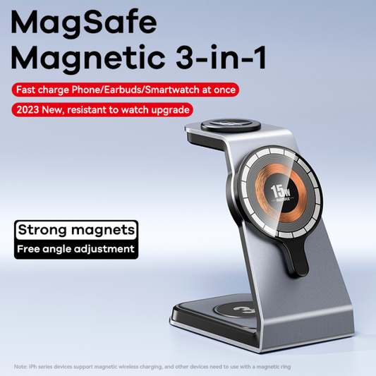 REMAX RP-W85 20.5W Aluminum Alloy Magnetic Desktop 3-in-1 Wireless Charger