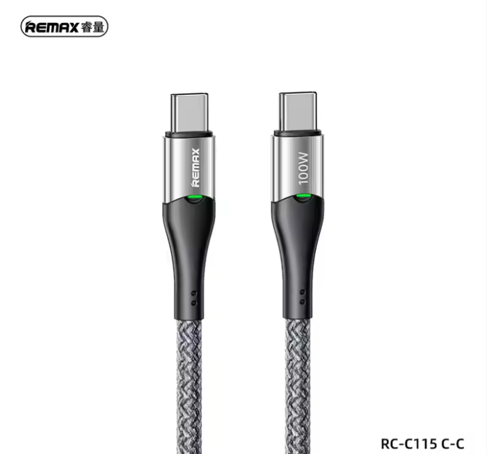 REMAX RC-C115 C-C 100W Smart Power-off Fast Charging Data Cable With Light 1.2M