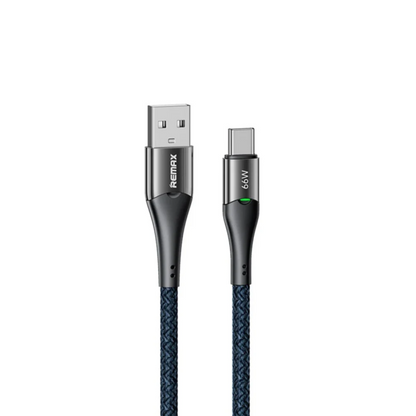 REMAX RC-C117 A-C 66W Smart Power-off Fast Charging Data Cable With Light 1.2M