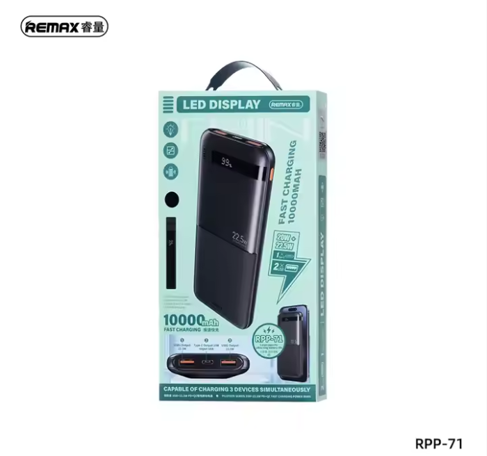 REMAX RPP-71 10000mAh Navigator 20W+22.5W PD+QC Fast Charging Power Bank