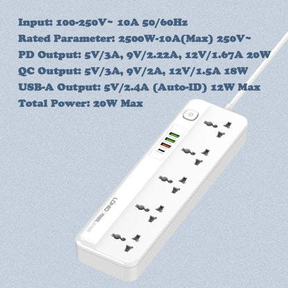 LDNIO SC5415 5 AC Outlets 4 USB Strip 20W Power Socket