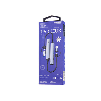 REMAX RU-U7 Aluminum Alloy 5-in-1 Hub Type C+USB HUB,3.0 Fast Transmission