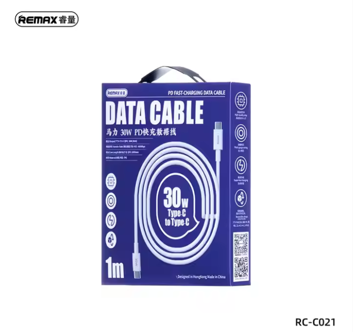 REMAX RC-C021 C-C 1M2M 30W PD Fast Charging Data Cable