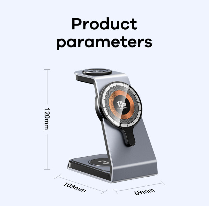 REMAX RP-W85 20.5W Aluminum Alloy Magnetic Desktop 3-in-1 Wireless Charger