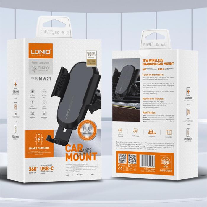 LDNIO MW21 15W Car Phone Holder Wireless Charger