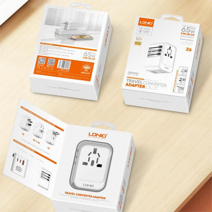 LDNIO Z6 3 USB Ports 65W GaN Travel Adapter