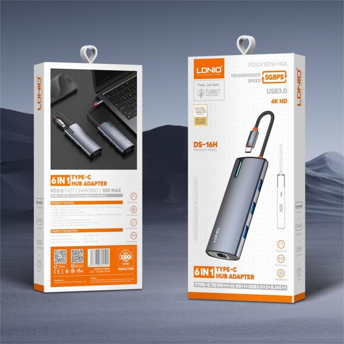 LDNIO DS-16H 6 IN 1 Docking Station